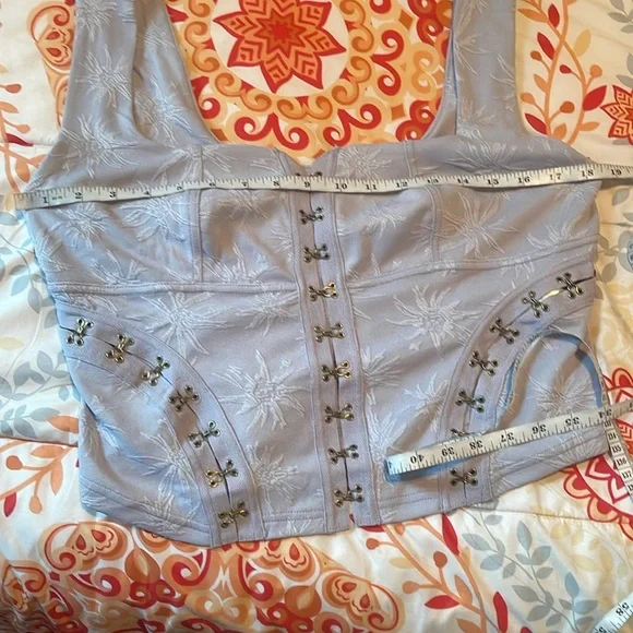 Free people don’t look back bustier top chambray sky blue size large - Picture 6 of 7